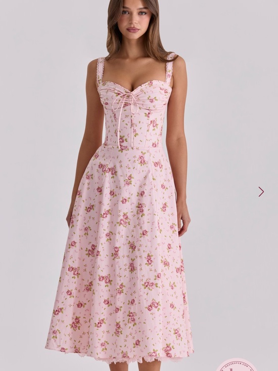 House of CB Dresses & Skirts - House of CB ROSALEE Vintage Rose Pink Floral Print Midi Dress
